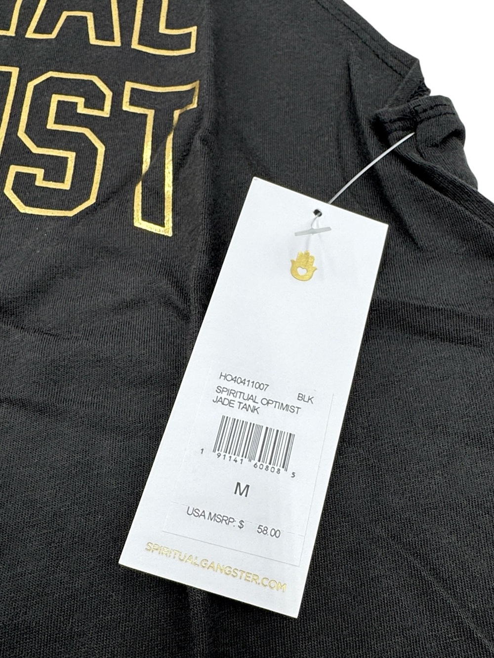 NWT Spiritual Gangster Eternal Optimist Jade Tank Top Black Gold Size Medium - Picture 9 of 11